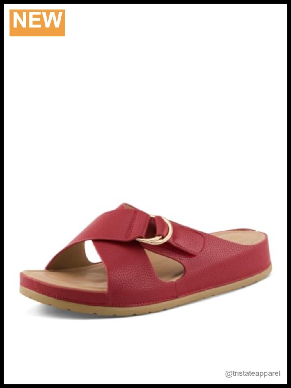 Women's Rutha Criss-Cross Slide Sandals Faux Leather Padded Comfort Slip-On